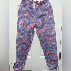 Girl sweatpants, tie dye, warm and comfy inside, size 12